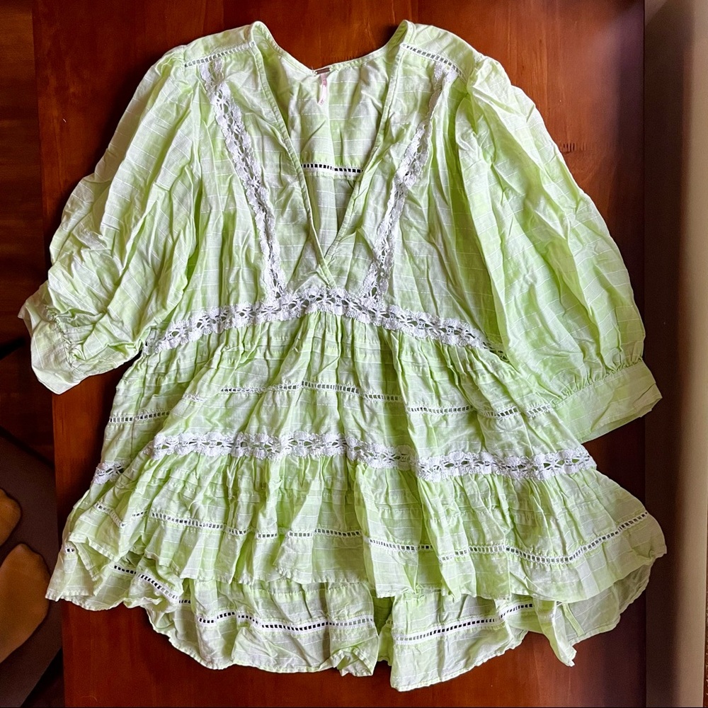 Free People Blouse! Cottagecore style. Comes down lower in the back! Size L.